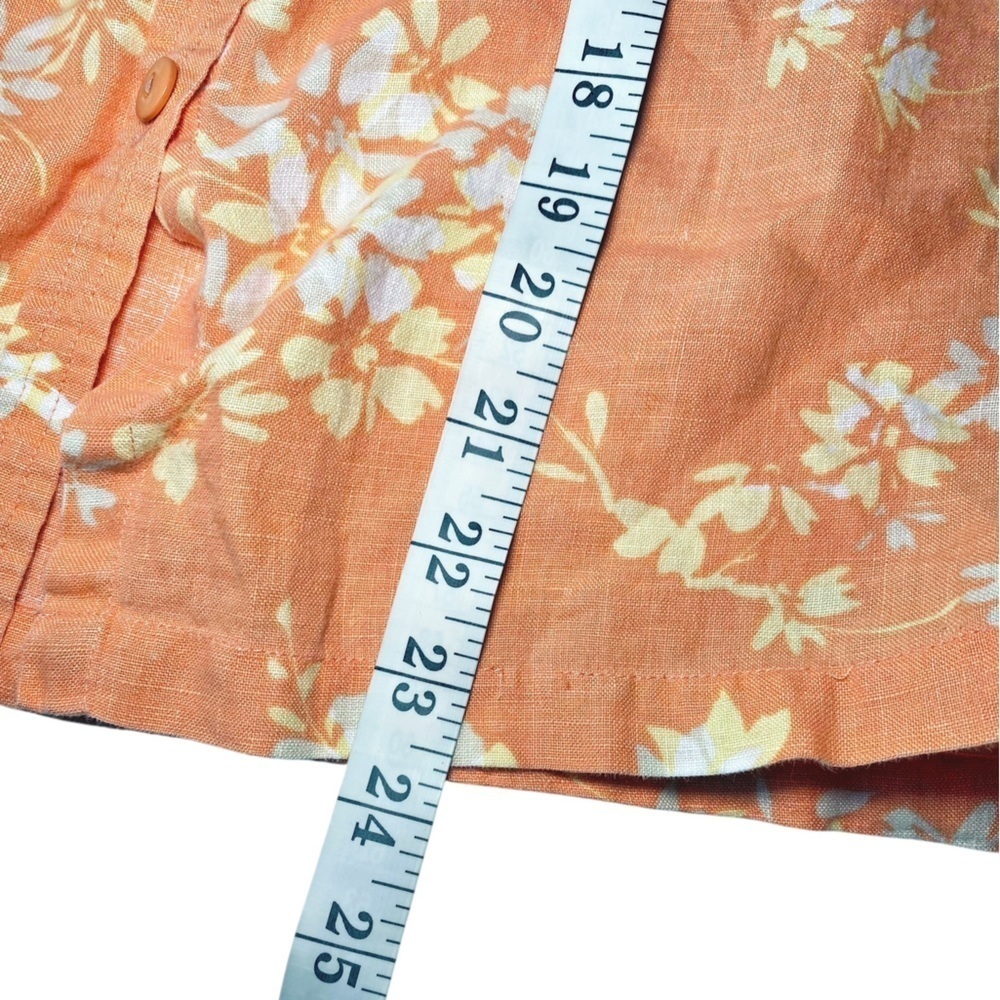 Relativity Floral Orange Linen Button-Up Shirt - Picture 11 of 11